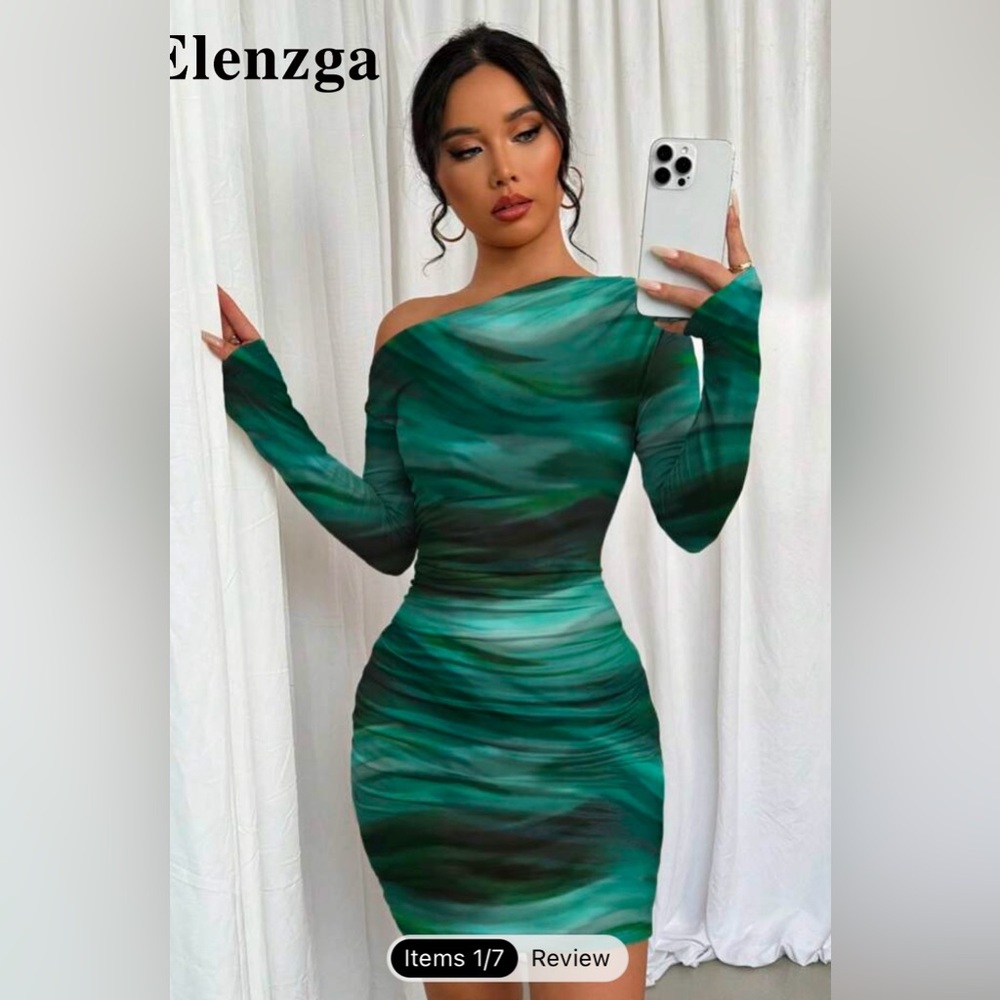 SHEIN Tie Dye Ruched Dress